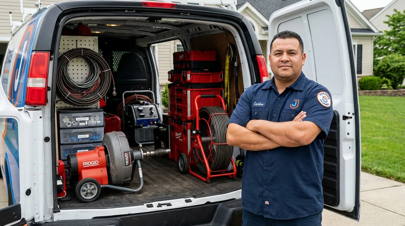 Professional drain cleaning equipment and Johns Plumbing LLC plumber in Netcong