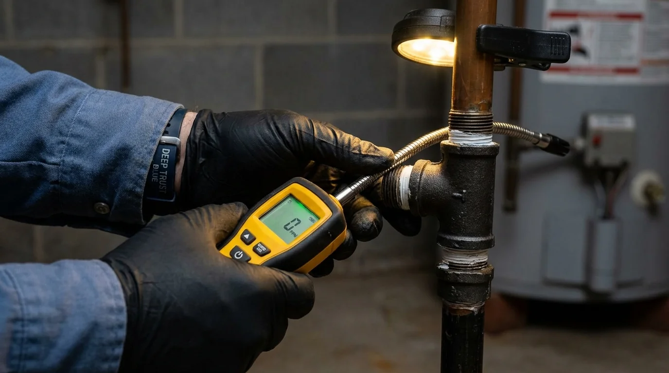 Gas leak detection with electronic sniffer by Johns Plumbing LLC in Netcong